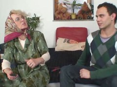 Granny gets him excited with body